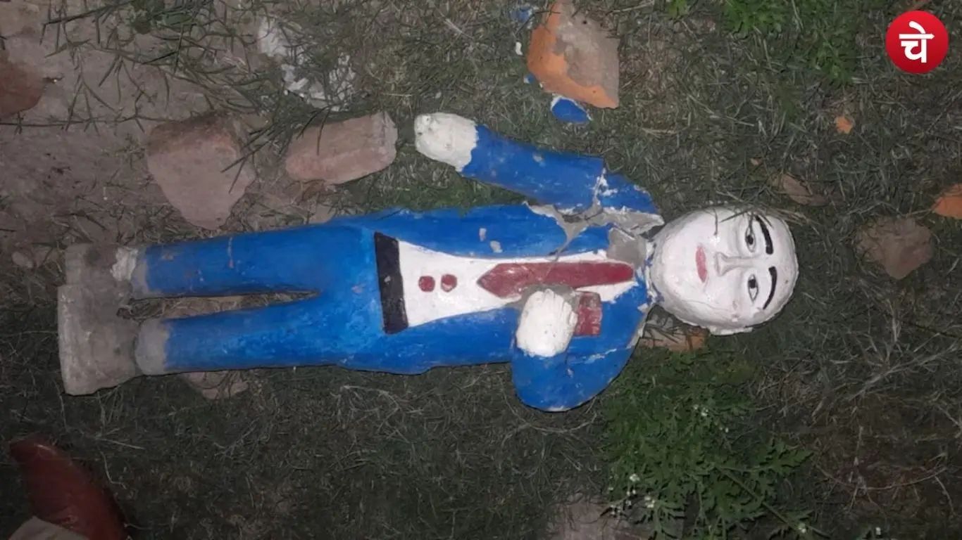 Statue of Dr. Bhimrao Ambedkar damaged in Lakhanauti village, Saharanpur